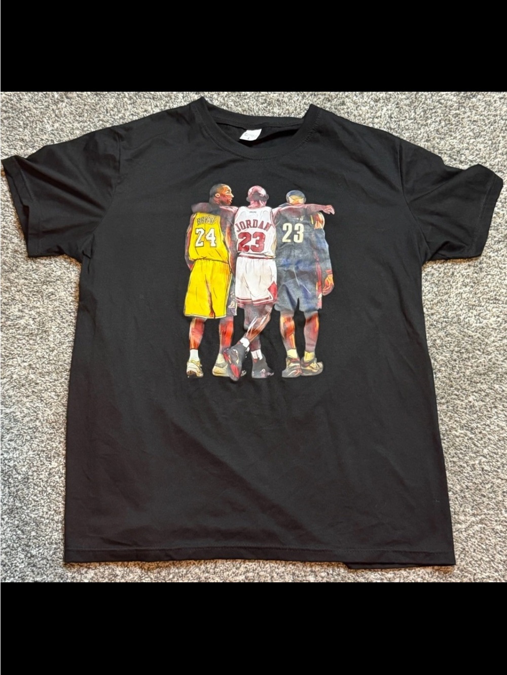 Micheal Jordan Kobe Bryant LeBron James black Tshirt large